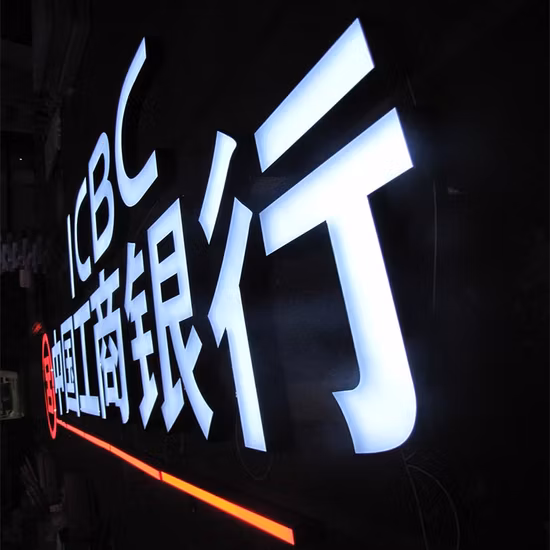 Enseigne publicitaire électronique étanche 3D mural LED illuminé acrylique Logo de l'entreprise lettre de canal de lumière avant